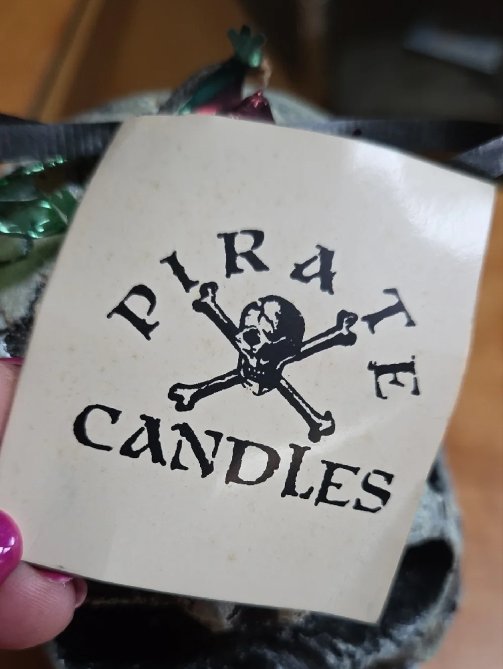 Decorative Black & White Skull Candle Holder - Gothic Home Accent